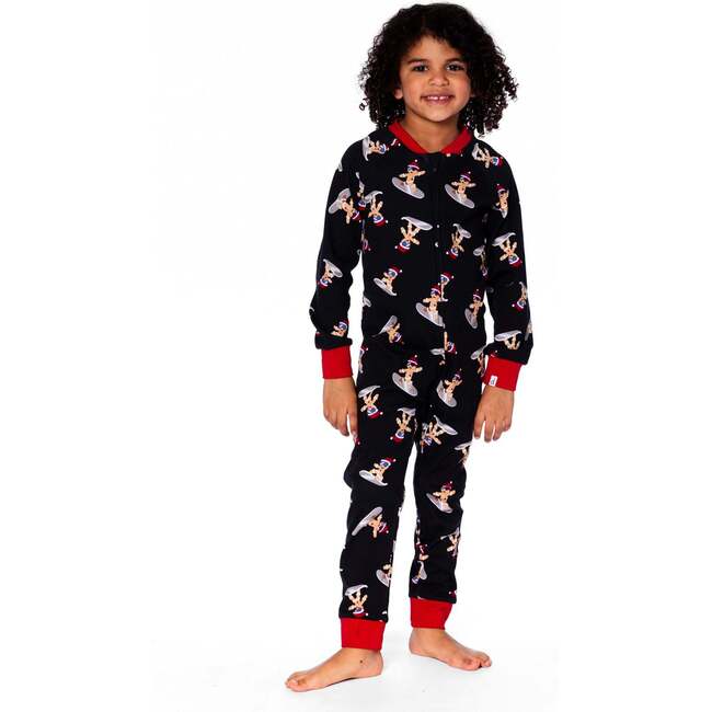 Organic Cotton Interlock One-Piece Pajama, Black Cookie Print
