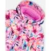 One-Piece Teknik Snowsuit, Pink Watercolor Flower Print - Snowsuits - 4