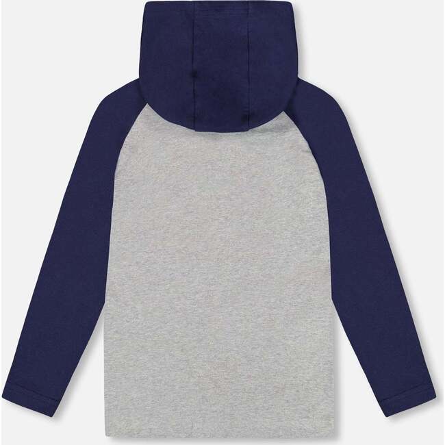 Organic Cotton Jersey Hooded Raglan Sleeve Tee, Navy Blue - Shirts - 3