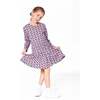 Organic Cotton Dress with Flounce Hem, Blue Apple Print - Dresses - 2