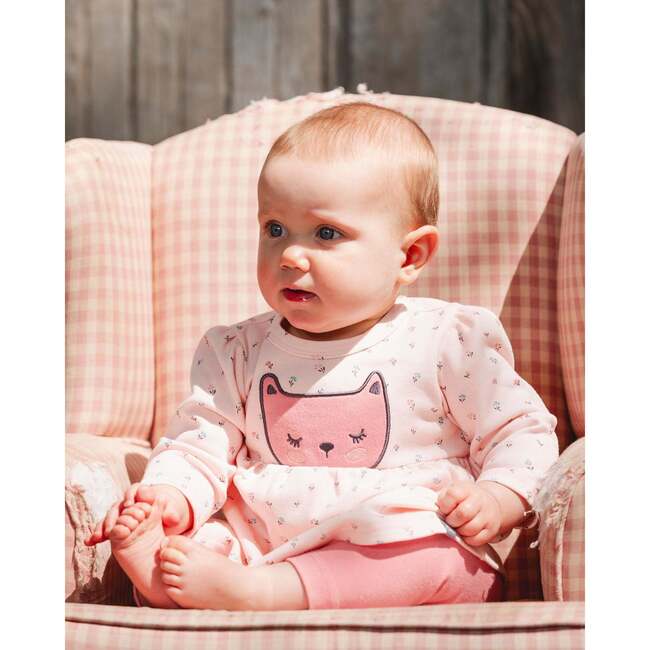 Organic Cotton Dress and Leggings Set, Pink Mini Floral - Mixed Apparel Set - 2
