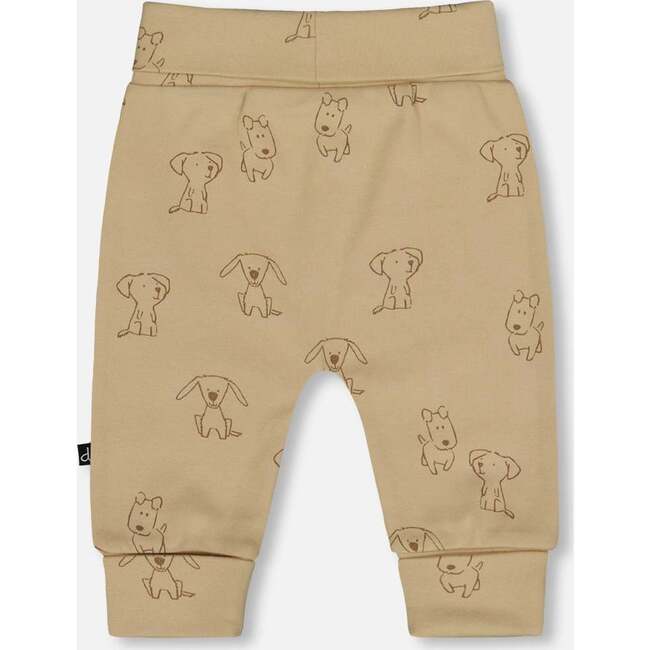 Organic Cotton Evolutive Pants Beige Printed Dogs, Beige Dog Print - Pants - 3