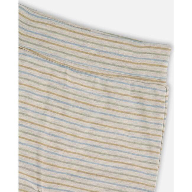 Organic Cotton Evolutive Pants Striped Heather Beige and Gray, Heather Beige Gray - Pants - 4