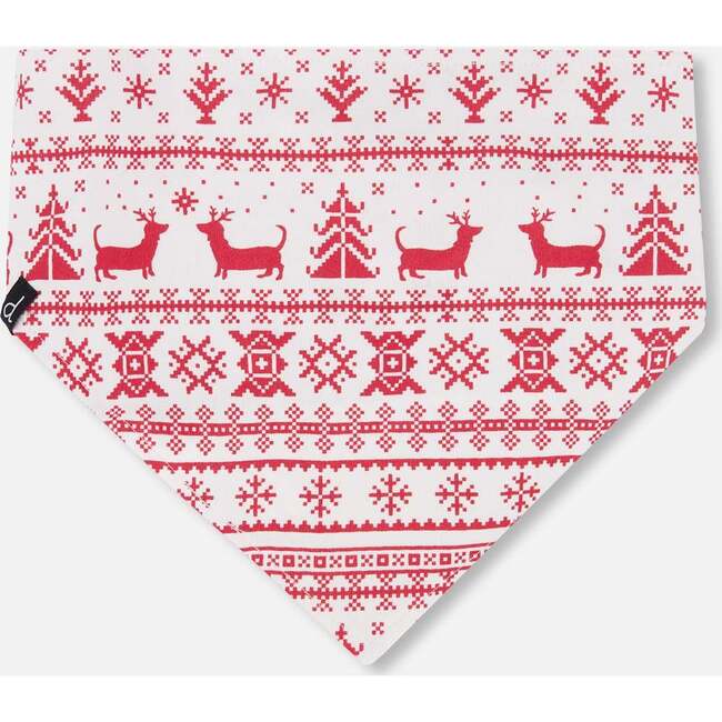 Organic Cotton Christmas Bandana for Dogs Red and White Fairisle, Red & White Fairisle