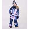 One-Piece Teknik Snowsuit, Pink and Blue Marble - Snowsuits - 4