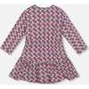 Organic Cotton Dress with Flounce Hem, Blue Apple Print - Dresses - 3