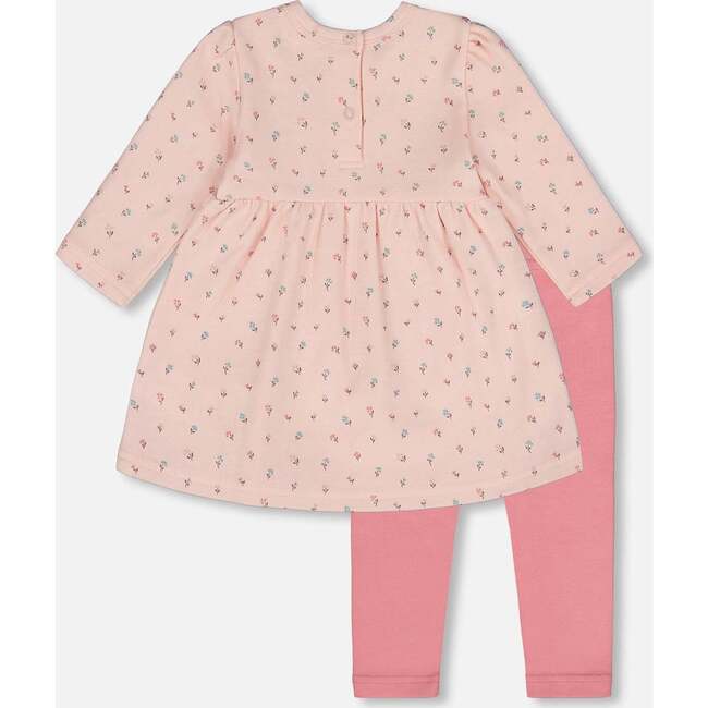 Organic Cotton Dress and Leggings Set, Pink Mini Floral - Mixed Apparel Set - 3