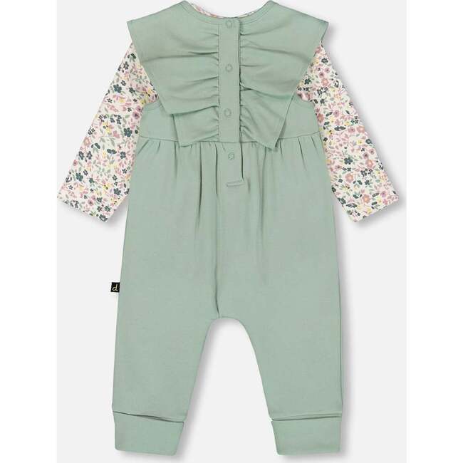 Organic Cotton Bodysuit and Sleeveless Overalls Set, Jade Green - Mixed Apparel Set - 3
