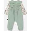 Organic Cotton Bodysuit and Sleeveless Overalls Set, Jade Green - Mixed Apparel Set - 3