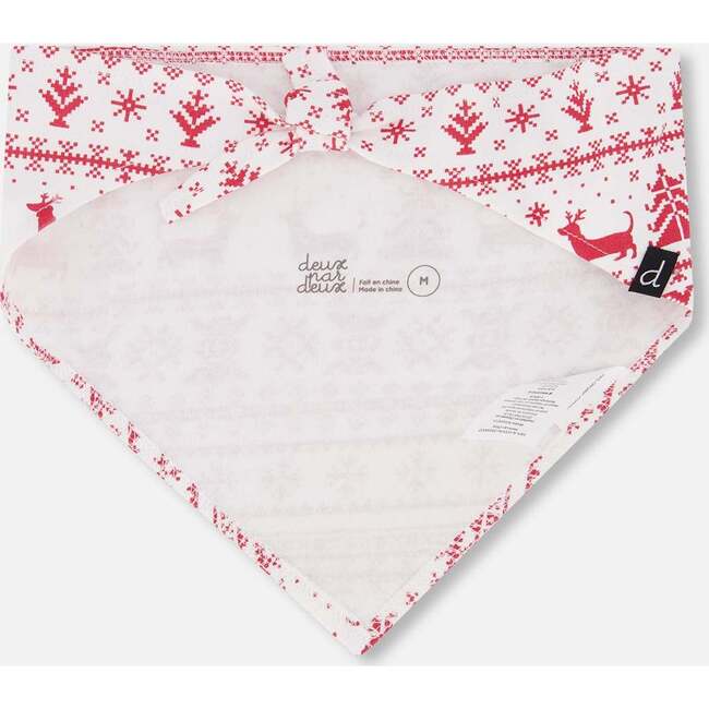 Organic Cotton Christmas Bandana for Dogs Red and White Fairisle, Red & White Fairisle - Scarves - 2
