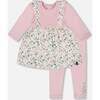 Organic Cotton Bi-Material Tunic and Leggings Set, Neutral Purple - Mixed Apparel Set - 1 - thumbnail