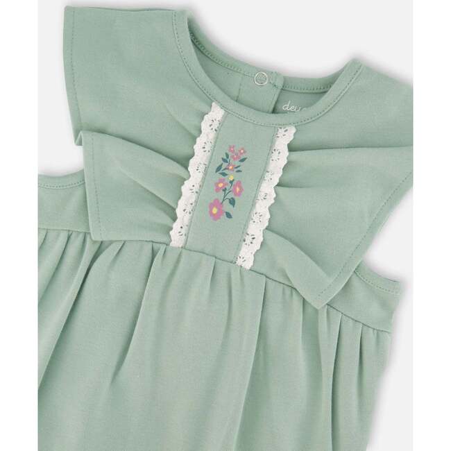 Organic Cotton Bodysuit and Sleeveless Overalls Set, Jade Green - Mixed Apparel Set - 4