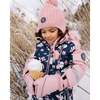 One-Piece Play Snowsuit, Navy Flower Print - Snowsuits - 2