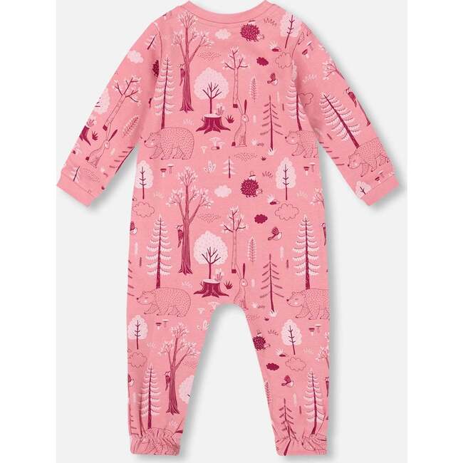One-Piece Organic Cotton Pajama, Pink Forest - Pajamas - 2