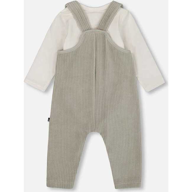 Onesie and Stretchy Corduroy Overalls Set, Jade Green - Mixed Apparel Set - 3