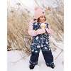 One-Piece Play Snowsuit, Navy Flower Print - Snowsuits - 3