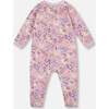 One-Piece Organic Cotton Pajama, Lilac Cat Print - Pajamas - 2
