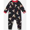 One-Piece Organic Cotton Pajama, Black Cookie Print - Pajamas - 1 - thumbnail