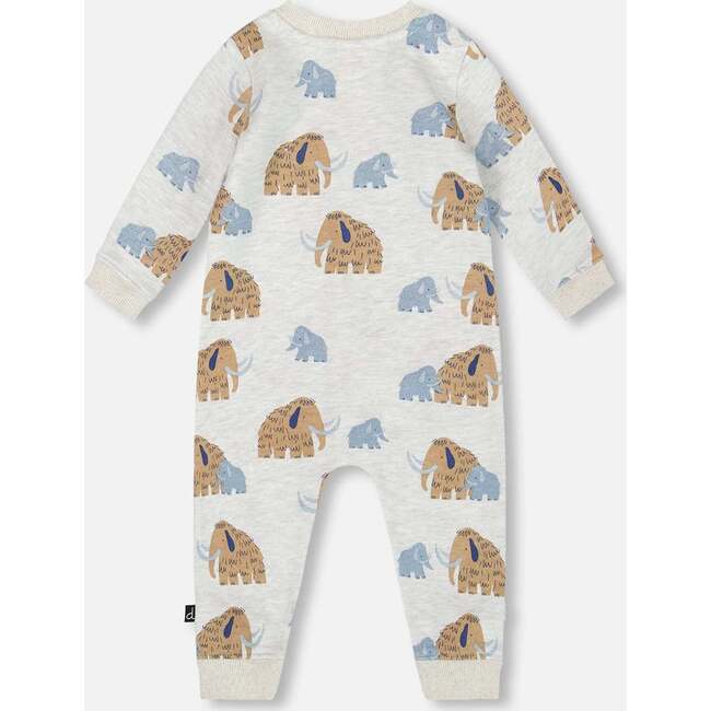 One-Piece Fleece Romper, Beige Mammoth Print - Rompers - 2