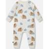 One-Piece Fleece Romper, Beige Mammoth Print - Rompers - 2
