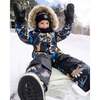 One-Piece Play Snowsuit, Black Dinosaur Print - Snowsuits - 2