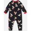 One-Piece Organic Cotton Pajama, Black Cookie Print - Pajamas - 2