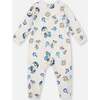 One-Piece Organic Cotton Pajama, Beige Monkey Print - Pajamas - 2