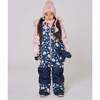 One-Piece Play Snowsuit, Navy Flower Print - Snowsuits - 4
