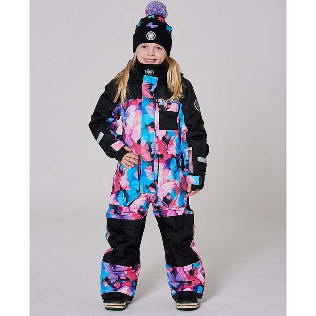 One-Piece Play Snowsuit, Black Butterfly Print - Snowsuits - 2