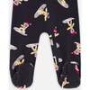 One-Piece Organic Cotton Pajama, Black Cookie Print - Pajamas - 3