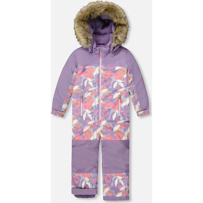 One-Piece Discover Snowsuit, Lilac Retro Flower Print
