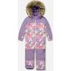 One-Piece Discover Snowsuit, Lilac Retro Flower Print - Snowsuits - 1 - thumbnail