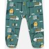 One-Piece Organic Cotton Pajama, Teal Construction Print - Pajamas - 3