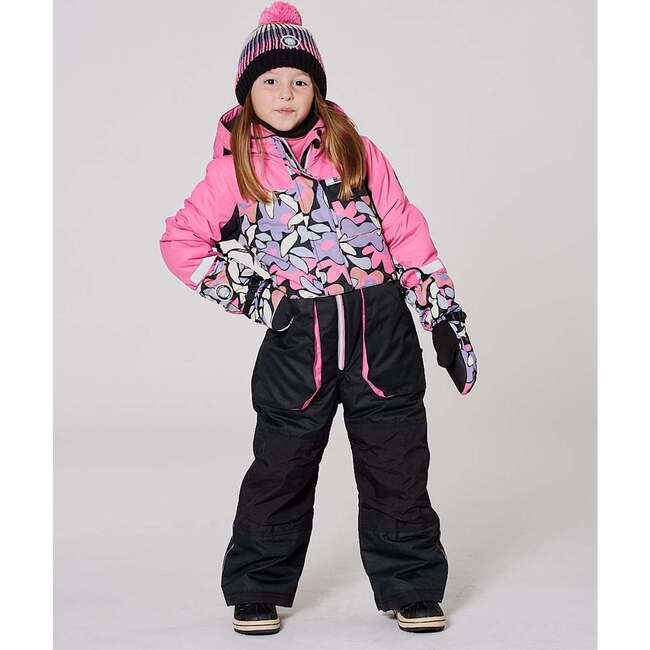 One-Piece Play Snowsuit, Black Retro Flower Print - Snowsuits - 2