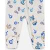 One-Piece Organic Cotton Pajama, Beige Monkey Print - Pajamas - 3