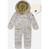 One-Piece Baby Snug Snowsuit Designed for Car Seat, Gray Bear Print - Snowsuits - 1 - thumbnail