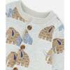 One-Piece Fleece Romper, Beige Mammoth Print - Rompers - 3