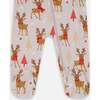 One-Piece Organic Cotton Pajama, Beige Reindeer Print - Pajamas - 3