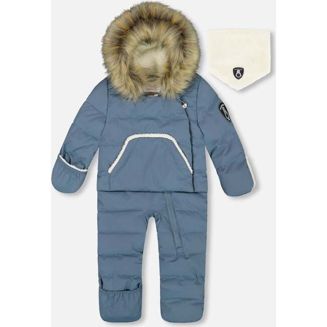 One-Piece Baby Snug Snowsuit Designed for Car Seat, Dark Gray Blue
