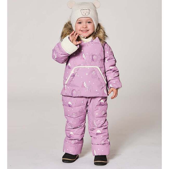 One-Piece Baby Snug Snowsuit Designed for Car Seat, Purple Bear Print - Snowsuits - 2