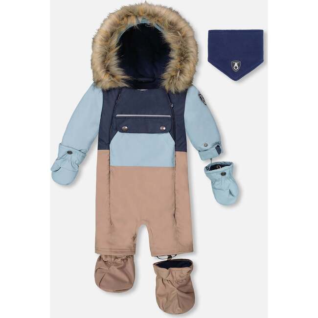 One-Piece Baby Play Snowsuit Designed for Car Seat, Taupe