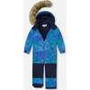 One-Piece Discover Snowsuit, Blue Gradient Dinosaur Print - Snowsuits - 2