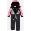One-Piece Play Snowsuit, Black Retro Flower Print - Snowsuits - 3
