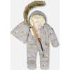One-Piece Baby Snug Snowsuit Designed for Car Seat, Gray Bear Print - Snowsuits - 3