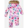 One-Piece Baby Play Snowsuit Designed for Car Seat, Pink Watercolor Flower Print - Snowsuits - 4