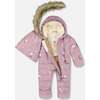 One-Piece Baby Snug Snowsuit Designed for Car Seat, Purple Bear Print - Snowsuits - 3