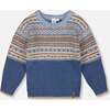Norwegian Jacquard Knit Sweater, Blue and Cream - Sweaters - 1 - thumbnail