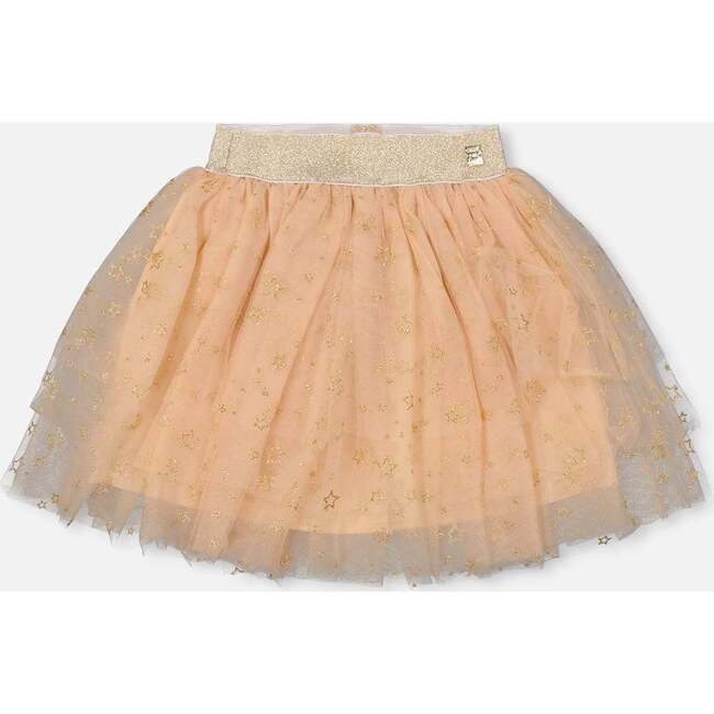 Multi Layer Glittering Mesh Skirt, Beige - Skirts - 1