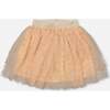 Multi Layer Glittering Mesh Skirt, Beige - Skirts - 1 - thumbnail