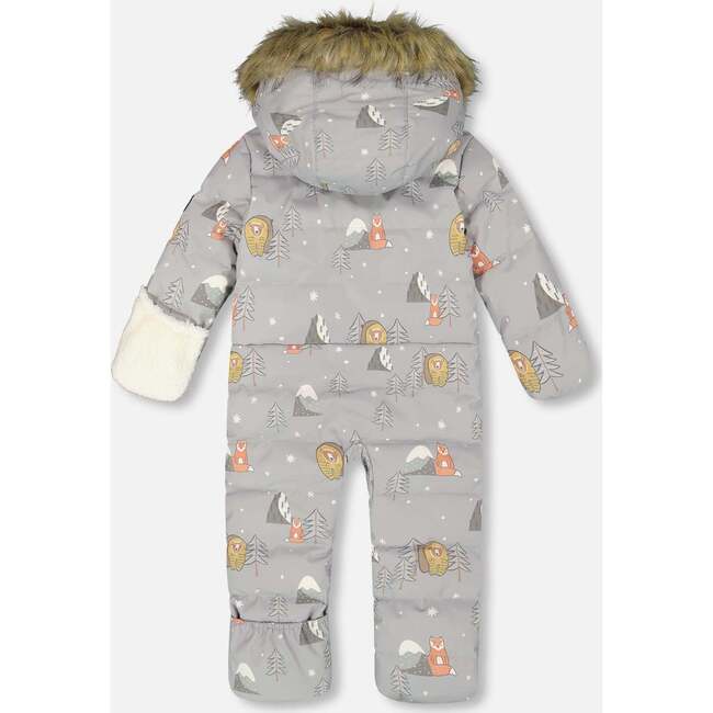 One-Piece Baby Snug Snowsuit Designed for Car Seat, Gray Bear Print - Snowsuits - 4